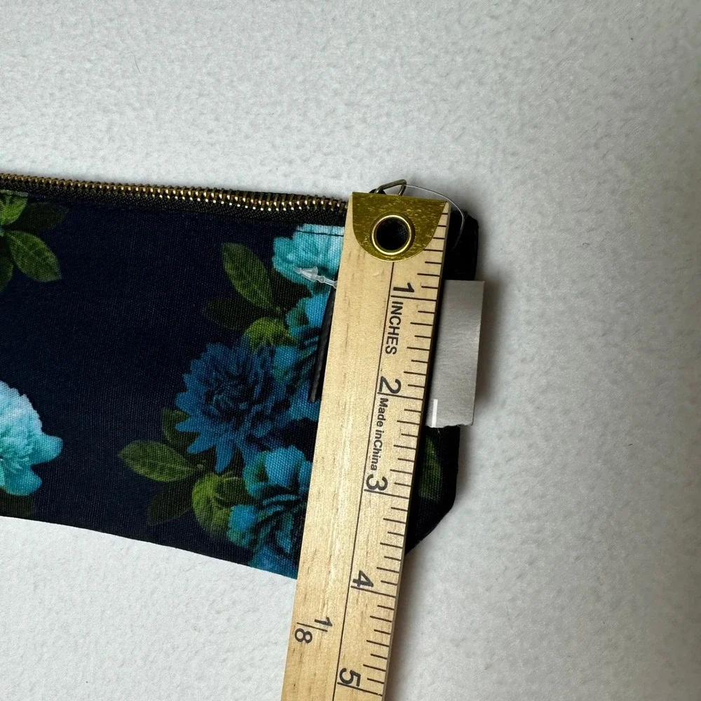 J. Jill Navy Blue Floral Cosmetic Pouch Makeup Bag Travel Case NWT